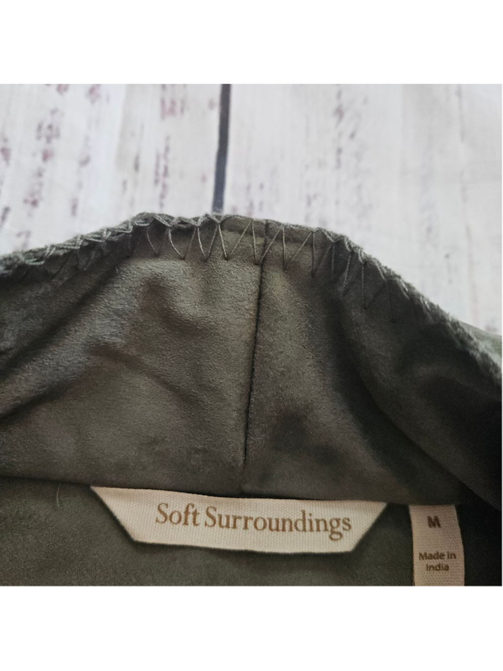 Soft Surroundings Fleur De Faux Suede Embroidered Jacket Flower Boho Medium - Picture 2 of 6